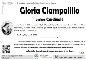 Manifesto funebre di Gloria Ciampolillo