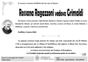 Manifesto funebre di Rossana Ragazzoni