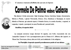 Manifesto funebre di Carmela De Palma