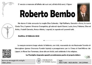 Manifesto funebre di Roberto Bembo