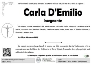 Manifesto funebre di Carla D’Emilio