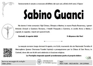 Manifesto funebre di Sabino Guanci