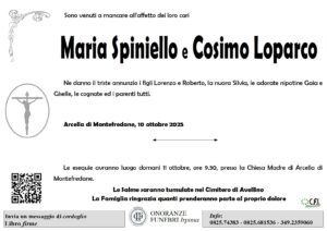 Manifesto funebre di Maria Spiniello e Cosimo Loparco