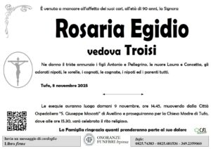 Manifesto funebre di Rosaria Egidio