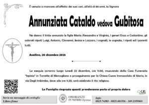 Manifesto funebre di Annunziata Cataldo