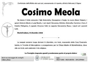 Manifesto funebre di Cosimo Meola