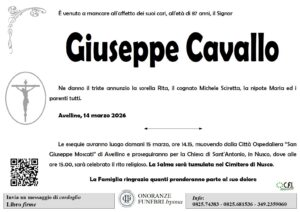 Manifesto funebre di Giuseppe Cavallo