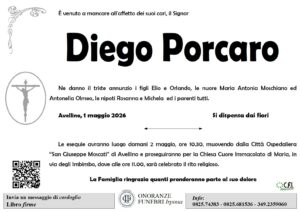 Manifesto funebre di Diego Porcaro
