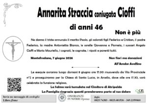 Manifesto funebre di Annarita Straccia