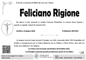 Manifesto funebre di Feliciano Rigione