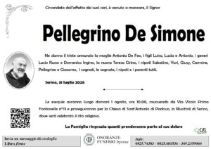 Manifesto funebre di Pellegrino De Simone