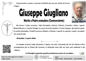 Manifesto funebre di Giuseppe Giugliano