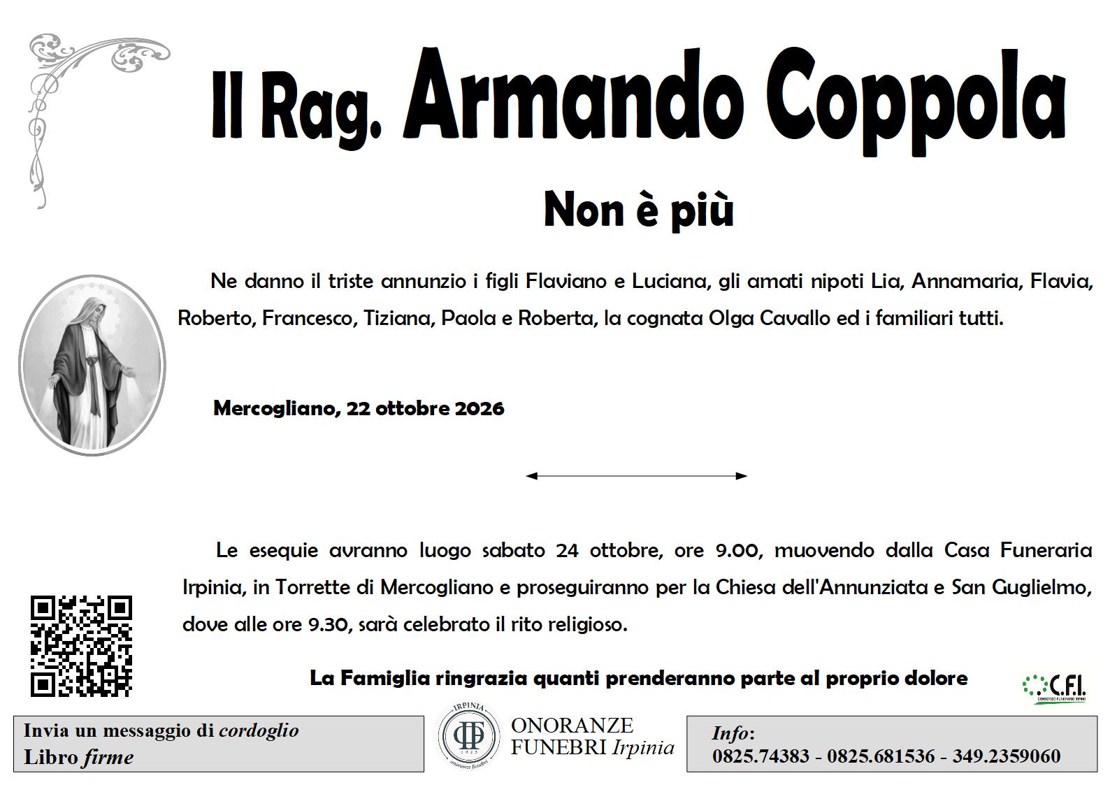 Manifesto funebre di Armando Coppola