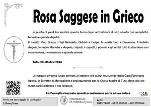 Manifesto funebre di Rosa Saggese