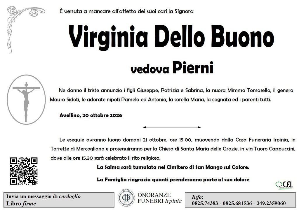 Manifesto funebre di Virginia Dello Buono